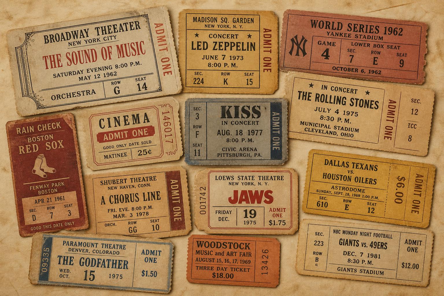 Collection of vintage paper tickets and stubs
